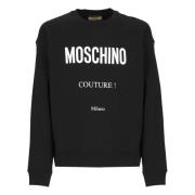 Zwarte Katoenen Sweatshirt Ronde Hals Lange Mouwen Moschino , Black , ...