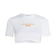 Korte Mouw T-shirt Calvin Klein Jeans , White , Dames