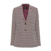 Gebloemde Jacquard Jas met Logoknopen Etro , Brown , Dames