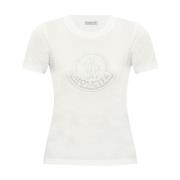 Witte Logo Print T-shirts en Polos Moncler , White , Dames