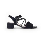 Zwarte Velours Leren Sandalen Gabor , Black , Dames