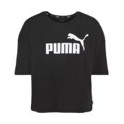 Cropped Logo Tee Puma , Black , Dames