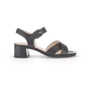 Zwarte Leren Sandalen Gabor , Black , Dames