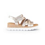 Gouden leren multi-band sandalen Gabor , Yellow , Dames