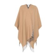 Kameel Gebreide Cape Jas Textuurafwerking Valentino , Brown , Dames