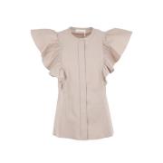 Beige Ruche Flare Shirt Chloé , Beige , Dames