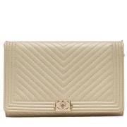 Pre-owned Leather wallets Chanel Vintage , Beige , Heren