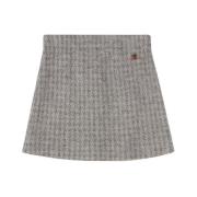 Dogtooth A-lijn Wollen Rok Busnel , Gray , Dames