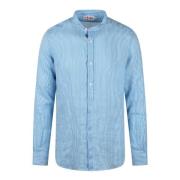 Gestreept Linnen Overhemd Ss24 Regular Fit MC2 Saint Barth , Blue , He...