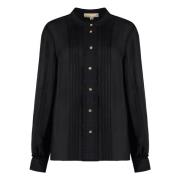 Zijden blend blouse met decoratieve ruches Michael Kors , Black , Dame...