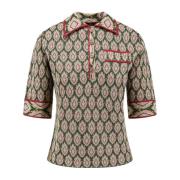 Viscose blend poloshirt met Pegaso knopen Etro , Multicolor , Dames