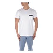 Wit Logo Voorzak T-shirt Fay , White , Heren