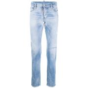 Slim Fit Jeans Katoen Elastaan Italië Dsquared2 , Blue , Heren