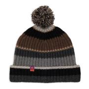 Zwarte Wol Kasjmier Beanie met Strepen Gallo , Multicolor , Unisex