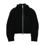 Gestreepte Rits Hoodie Trui Sacai , Black , Dames