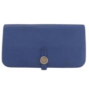 Pre-owned Leather wallets Hermès Vintage , Blue , Dames