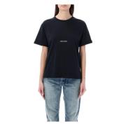 Zwart Classic Logo T-Shirt Saint Laurent , Black , Dames