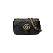 Marmont Schoudertas Zwart Leer Gucci , Black , Dames