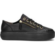 Lage Zwarte Leren Sneakers Paul Green , Black , Dames