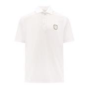 Logo Patch Polo Shirt Classic Collar Brunello Cucinelli , White , Here...