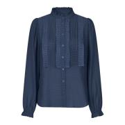 Geborduurde Donkerblauwe Overhemdblouse Lollys Laundry , Blue , Dames