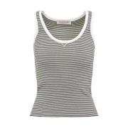 Gebreide tanktop in ivoor marineblauw goud Valentino , Beige , Dames