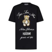 Zwart Teddybeerprint Oversized T-shirt Moschino , Black , Dames