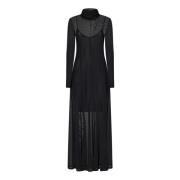 Zwarte Mesh Maxi Jurk Hoge Hals Remain Birger Christensen , Black , Da...