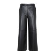 Stijlvolle Zwarte Leren Broek Max Mara , Black , Dames