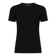 Zwart Geribbeld Zijden T-shirt Ralph Lauren , Black , Dames