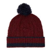 Burgundy Aran-Stitched Wool Beanie Gallo , Multicolor , Unisex