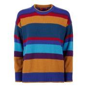 Gestreepte Wol Cashmere Crew-Neck Sweater Gallo , Multicolor , Dames