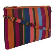 Fuchsia Leren Clutch met Multicolor Strepen Gallo , Multicolor , Dames