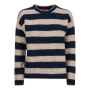 Blauwe Alpaca Wol Crew-Neck Sweater Gallo , Multicolor , Dames