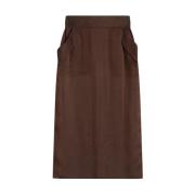 Bruine Zijden Midi Rok Saint Laurent , Brown , Dames