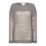 Zachte Gebreide Blouse Stormy Grey Melange My Essential Wardrobe , Gra...