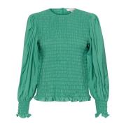 Pofmouw Smock Blouse Flesgroen Soaked in Luxury , Green , Dames