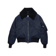 Shearling Kraag Navy Bomber Jas Ami Paris , Blue , Heren