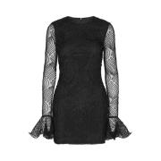 Zwarte Glanzende Mini Flounce Jurk Rotate Birger Christensen , Black ,...