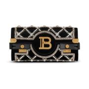 Tas Pochette B-Buzz 23 in fluweel en parels Balmain , Black , Dames