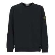 Blauwe Katoenen Sweatshirt met Logopatch Stone Island , Blue , Heren