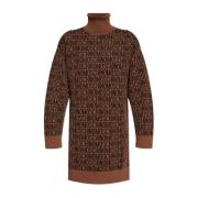 Jurk met logo Moschino , Brown , Dames