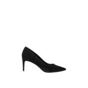 Zwarte Suède Puntige Neus Stiletto Hakken Parallele , Black , Dames