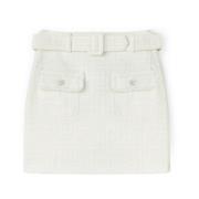 Korte Lurex-Tweed Rok met Riem Motivi , White , Dames