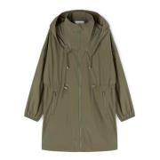 Nylon Parka met Afneembare Capuchon Motivi , Green , Dames