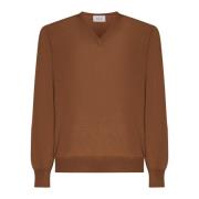 Bruine Wol Crew-Neck Jumper D4.0 , Brown , Heren