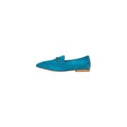 Blauwe Suède Mocassins met Gespdetail Poche Paris , Blue , Dames