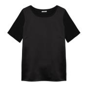 Satin en Jersey T-shirt Fiorella Rubino , Black , Dames