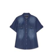 Lichte denim overhemd met contraststiksels Fiorella Rubino , Blue , Da...