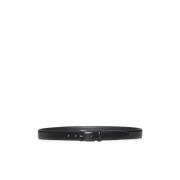 Zwarte Leren Riem met Zilveren Gesp D4.0 , Black , Heren